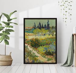 Vincent van Gogh Garden at Arles Exhibition Poster Canvas Print Frame Digital Famous Painting Artist Wall Art Prints Liv