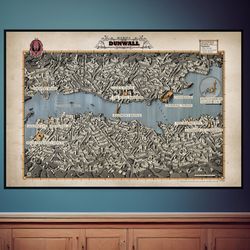 Dishonored Dunwall Map Poster, Canvas Wall Art, Rolled Canvas Print, Canvas Wall Print, Game Poster