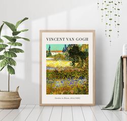 Garden in Bloom Arles Vincent van Gogh Exhibition Poster Canvas Print Framed Famous Oil Painting Colorful Vibrant Vintag