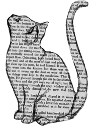 cat reading book sticker
