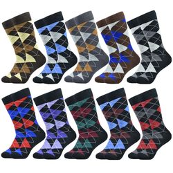 10 Pairs Men's Socks Soft and breathable High Quality Cotton black Classic pattern Happy Gentleman Plus Size Mens dress