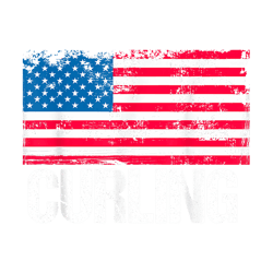 USA Flag Shirt Ice Curling Vintage Rock Cu