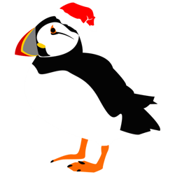Farne Island Christmas Puffin in a Santa hat