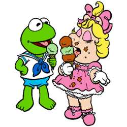 Kermit the Frog and Pig Eating Ice Cream