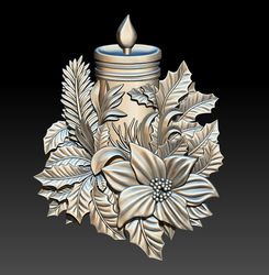 3D STL Model file Wreath with candles for CNC Router Engraver Carving 3D Printing