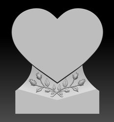3D STL Model Tombstone with Heart and branches of roses for CNC Router Engraver Carving Artcam