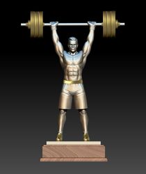 3D STL Model file Sport Weightlifter Standing Barbell Press for 3D Printing