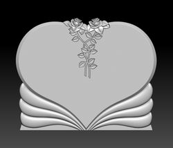 3D Model STL file Gravestone Two roses and a heart for CNC Router