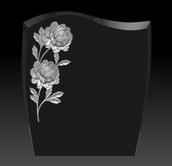 3D Model STL file Gravestone with flowers Peonies for CNC Router