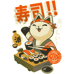 Sushi Chef Cat Funny Restaurant Kitty Japanese Food