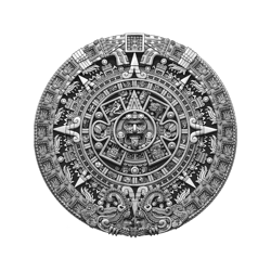 Aztec Calendar Sun Stone Greyscale