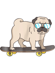 Skateboarding PugPug Dog on Skateboard Fun Dogs