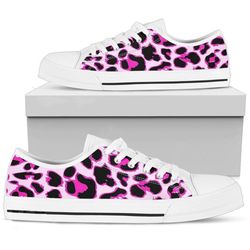 pink leopard print low top canvas shoes