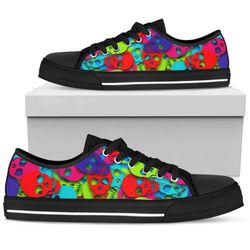 colorful skull pattern low top canvas shoes