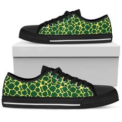 canvas shoes green giraffe - women's low top shoe