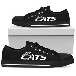 canvas shoes love cats black women's low top shoe