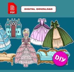 Paper Princess Dresses. Paper Doll House. Busy Book. Quiet book.