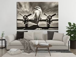 Airplane canvas art Aviation gifts Black white Plane print Aircraft canvas Large wall art Airplane wall art Multi panel