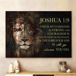 Half Jesus Half Lion Joshua 1 9 Be Strong  Courageoust Wall Art Canvas Picture Jesus Home Decor God Canvas Prints Jesus