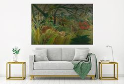 Henri Rousseau canvas print Tiger in Tropical Storm wall art Jungle decor Tropical Forest Large canvas art