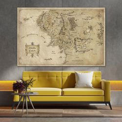 Lord Of The Rings Movie Map, World Map Art Canvas, Antique Map Wall Art, Middle Earth Antique Map, World Map Artwork, Ma