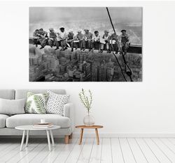 Lunch Atop a Skyscraper vintage wall art canvas Black and White New York City print Workers lunching Large canvas art