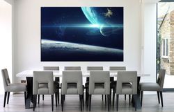Outer Space Planet canvas wall art Galaxy Planet Large wall art Celestial Space art prints Living room wall art Space gi