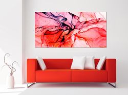 Red Abstract print Red Marble canvas art Abstract Marble decor Large canvas art Abstract Red painting Living room wall a