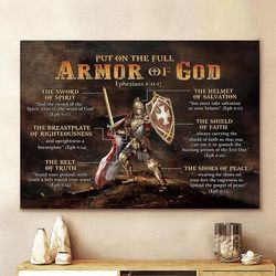 Warrior Of God Put On The Full Armor Of God Canvas Art Bible Verse Wall Art Canvas Wall Art Canvas Picture Home Decor Je