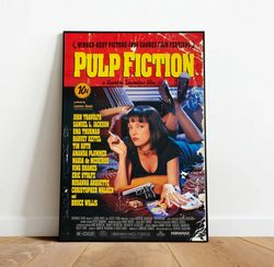 Pulp Fiction Movie Poster Black and White Retro Vintage Uma Thurman Photography Classic Film Trendy Wall Art Fashion Can