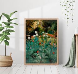 Vintage Poppy Field Landscape Painting Country Cabin Farmhouse Retro Wall Art Decor Canvas Framed Printed Poster Boho Gr