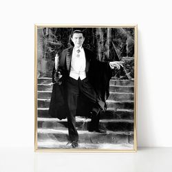 Dracula Vintage Movie Poster Vampire Wall Art Scary Halloween Horror Living Room Decor Black and White Photography Canva