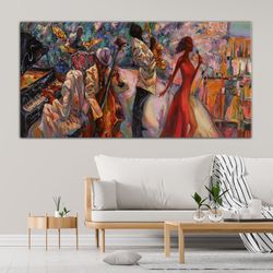 Abstract Jazz Music Wall Art, African American Art, Large Canvas Wall Art, Modern Art, Dine Room Decor, Musician saxopho