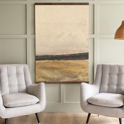 abstract prairie tapestry  abstract landscape scene  large neutral canvas hanging  187