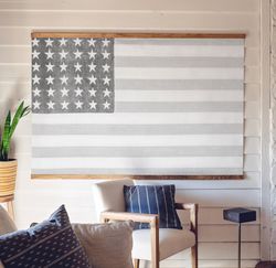 American Flag Canvas Hanging  Neutral American Flag Tapestry  Patriotic Wall Decor  July 4th Decor  Canvas Tapestry Wall