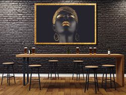 Black Girl canvas African American art Large canvas art African Woman art Living room wall art Black Women fashion art