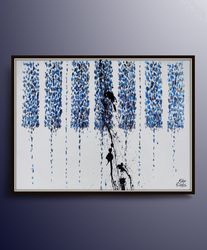 Abstract 40 Piano Keyboard Original Oil Painting ,navy blue color, Luxury Looks, Express Shipping, By Koby Feldmos