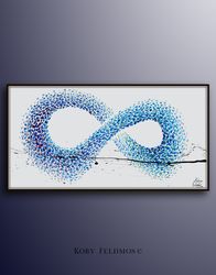 Abstract Painting 55 Infinity Symbol Original Abstract Oil Painting, Relaxing blue tones with violet , By Koby Feldmos