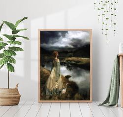 Edward Robert Hughes Whispers On The Wind Canvas Print Poster Frame Watercolor Famous Painting Moody Wall Art Print Room