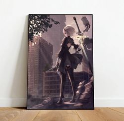 Nier Automata, 2B Poster, Canvas Wall Art, Rolled Canvas Print, Canvas Wall Print, Game Poster-1