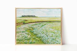 Summer Wildflowers Meadow Spring Field Landscape Canvas Print Poster Framed Painting Wall Art Farmhouse Country Decor Vi