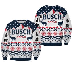 Busch Light Apple Ugly Christmas Sweater, All Over Print Sweatshirt