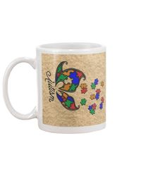 Gift Autism Puzzle Butterfly Mug 11Oz