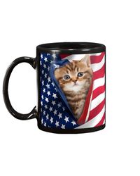 Cat Opened American flag Mug 11Oz Gift