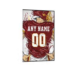 Custom Name and Number Canvas Wall Art Home Decor Framed Poster Man Red Gift
