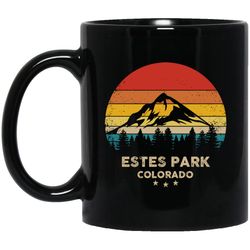 Mug 11oz Gift, Estes Park Lover, Colorado Gift, Retro Park Gift, Mountain Lover Gift Black Mug