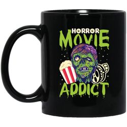 Horror Movie Addict, Halloween Gift Black Mug