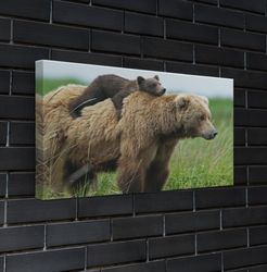 Bear canvas, Bear poster, Bear Cub Nursery Wall Decor, Brown bear Funny Animal wall art Kids room decor Baby Animal blac