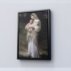 Beautiful Image Of The Blessed Mother On Canvas or Poster Handmade Canvas, Decorative Art Work Mother Mary With Child an