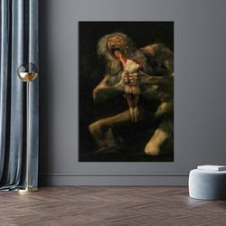 Francisco Goya Canvas Art, Saturn Devouring His Son Poster Painting, Reproduction, Classic Art Spanish Romanticism Paint